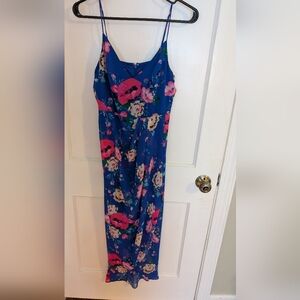 Express Women's spaghetti strap blue floral feminine dress. Size small